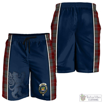 Douglas Ancient Red Tartan Men's Shorts with Family Crest and Lion Rampant Vibes Sport Style