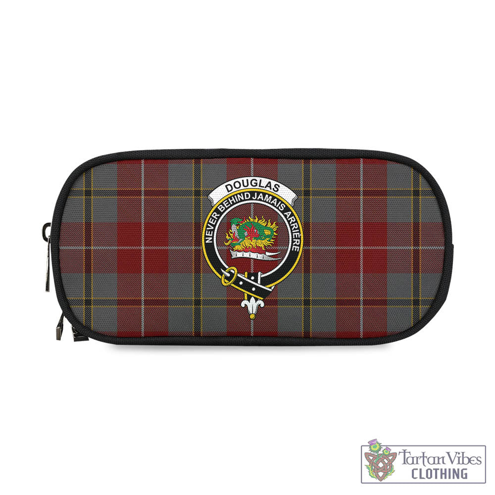 Tartan Vibes Clothing Douglas Ancient Red Tartan Pen and Pencil Case with Family Crest