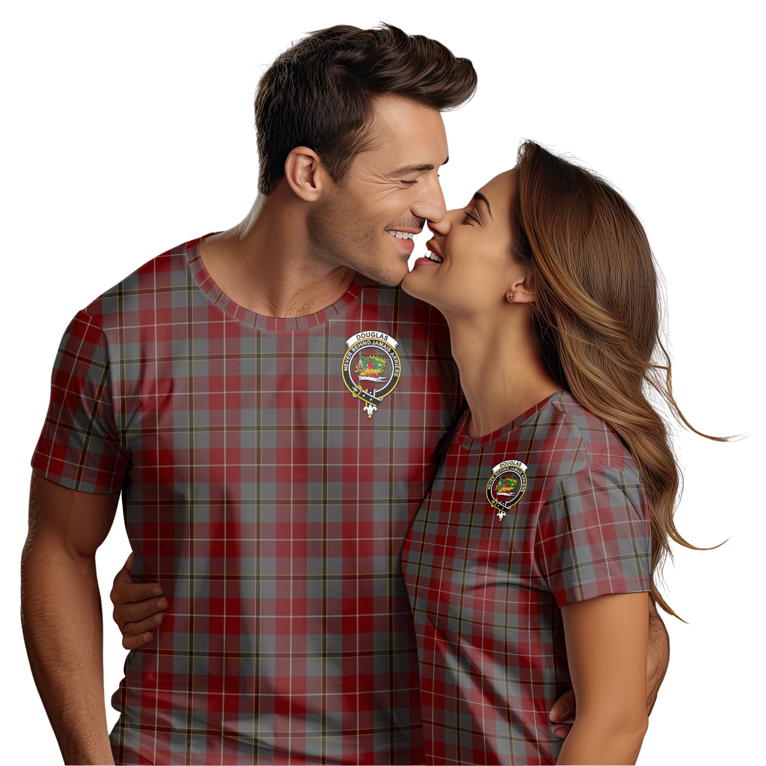 Douglas Ancient Red Tartan T-Shirt with Family Crest - Tartan Vibes Clothing