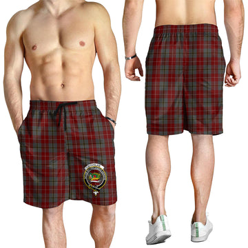 Douglas Ancient Red Tartan Mens Shorts with Family Crest