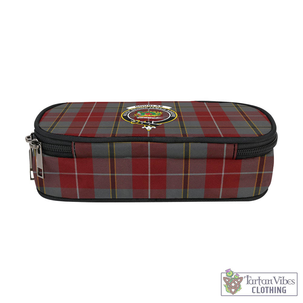 Tartan Vibes Clothing Douglas Ancient Red Tartan Pen and Pencil Case with Family Crest