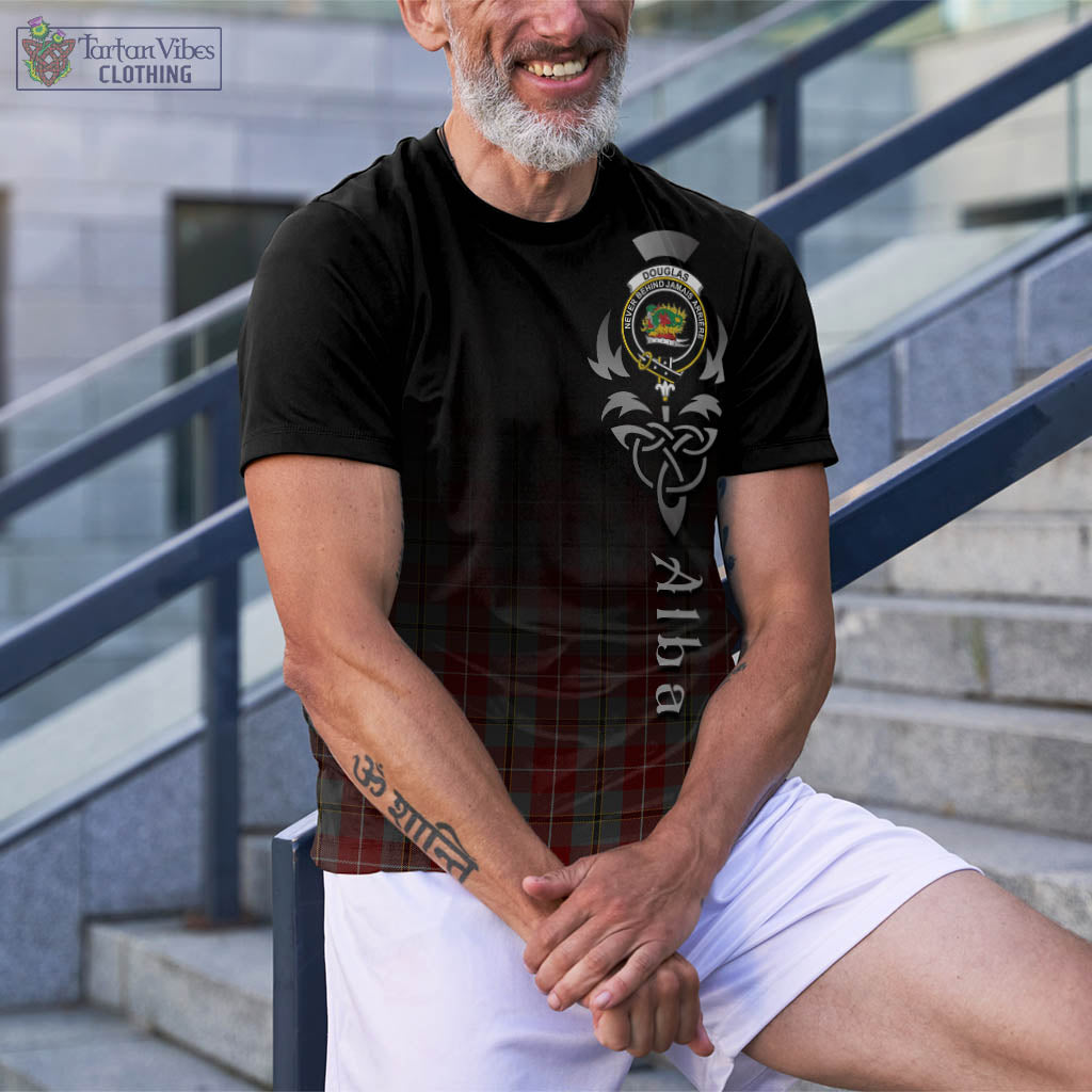 Tartan Vibes Clothing Douglas Ancient Red Tartan T-Shirt Featuring Alba Gu Brath Family Crest Celtic Inspired