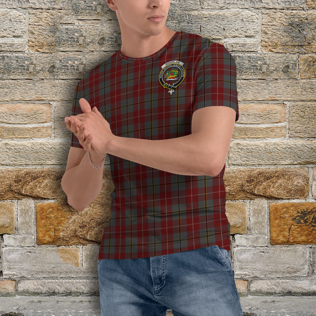 Douglas Ancient Red Tartan T-Shirt with Family Crest - Tartan Vibes Clothing