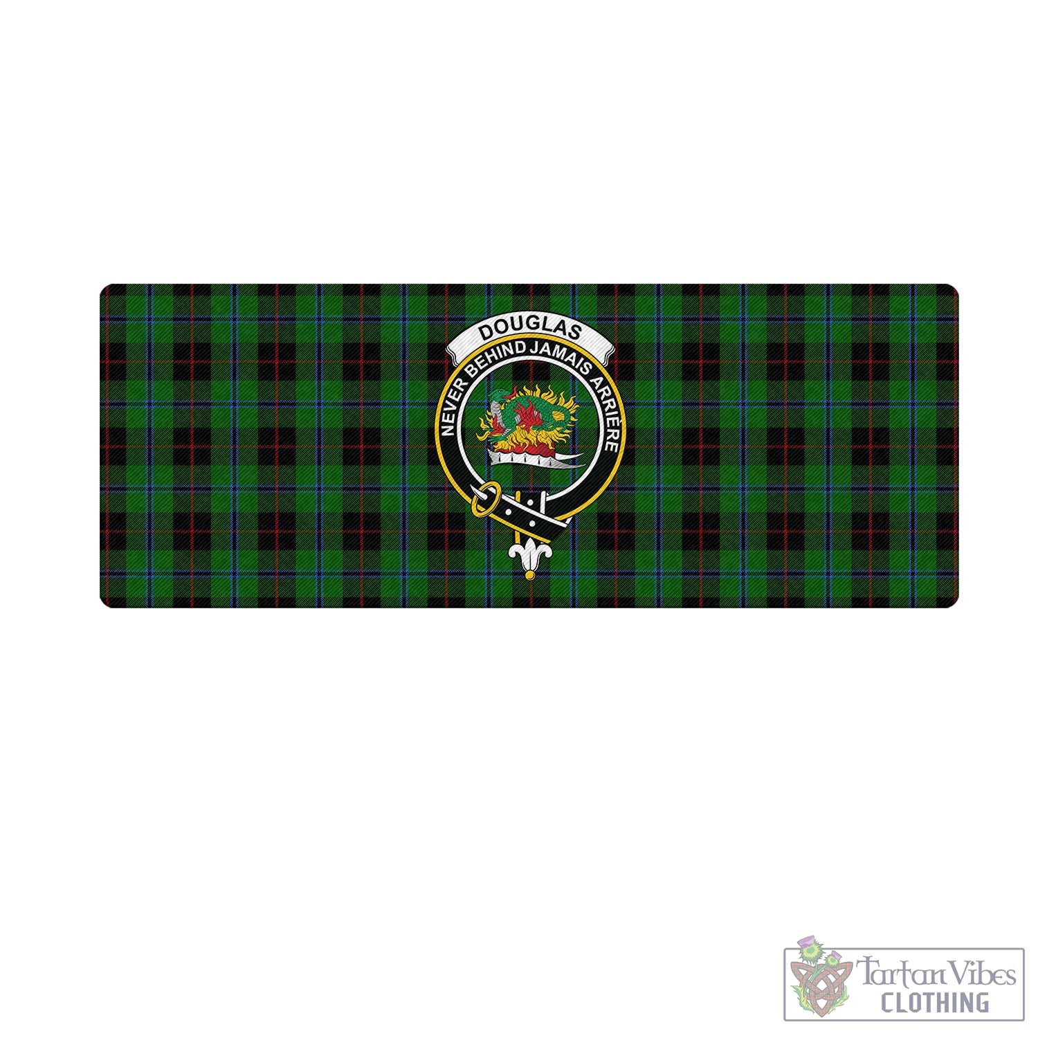 Tartan Vibes Clothing Douglas Black Tartan Mouse Pad with Family Crest