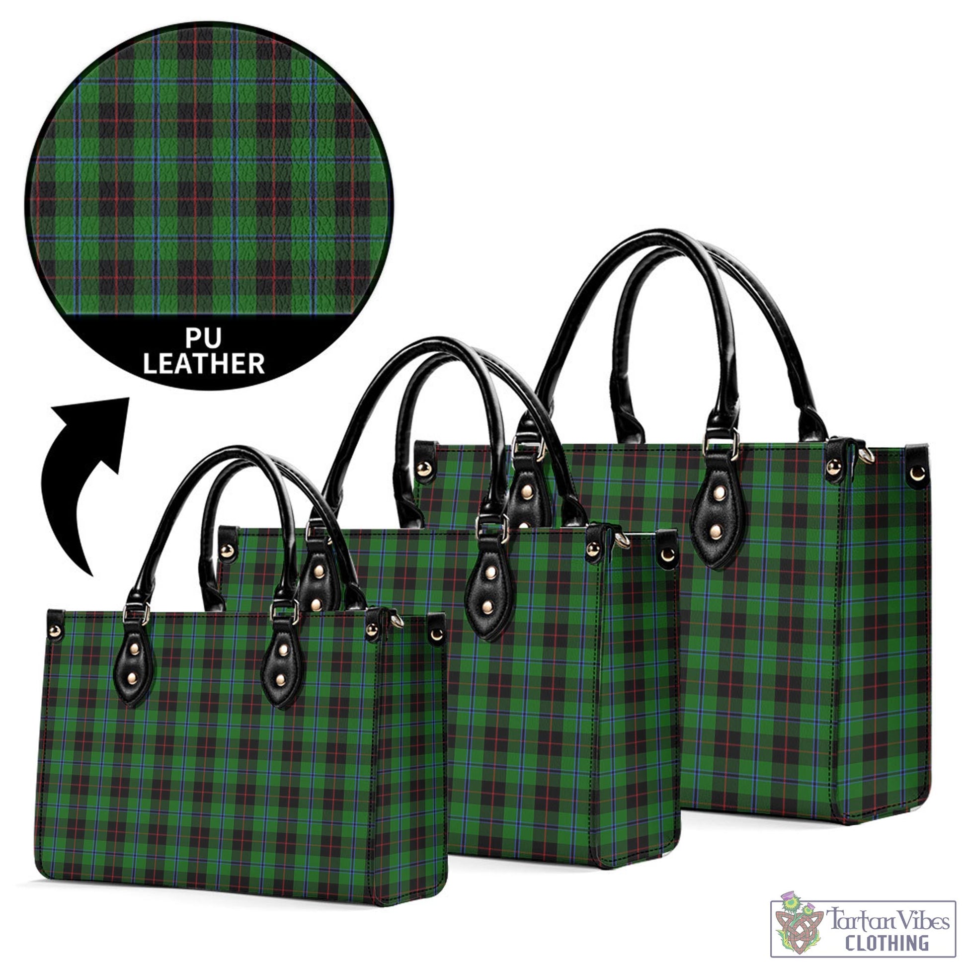 Tartan Vibes Clothing Douglas Black Tartan Luxury Leather Handbags