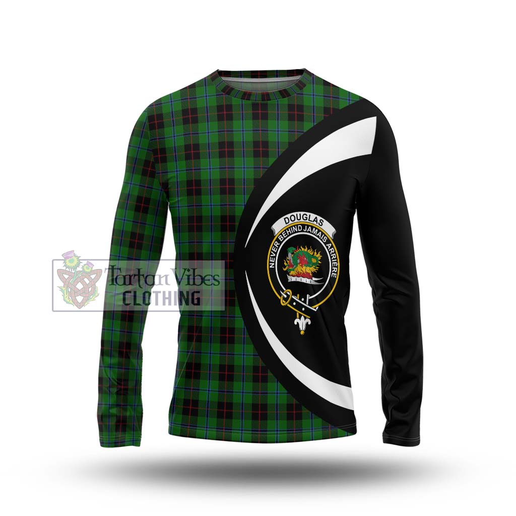 Douglas Black Tartan Long Sleeve T-Shirt with Family Crest Circle Style Unisex - Tartan Vibes Clothing