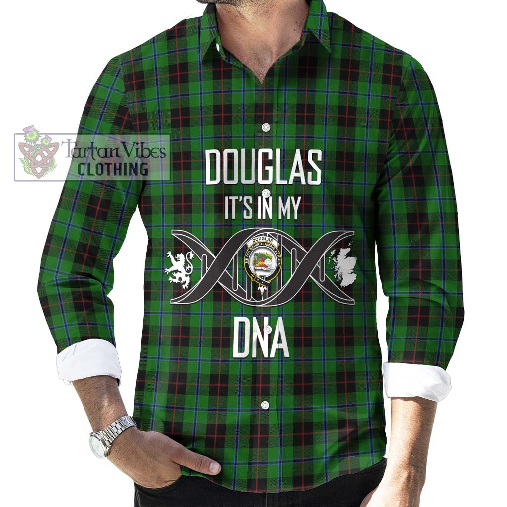 Douglas Black Tartan Long Sleeve Button Shirt with Family Crest DNA In Me Style Men's Shirt S - Tartanvibesclothing Shop