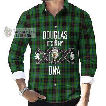 Douglas Black Tartan Long Sleeve Button Shirt with Family Crest DNA In Me Style