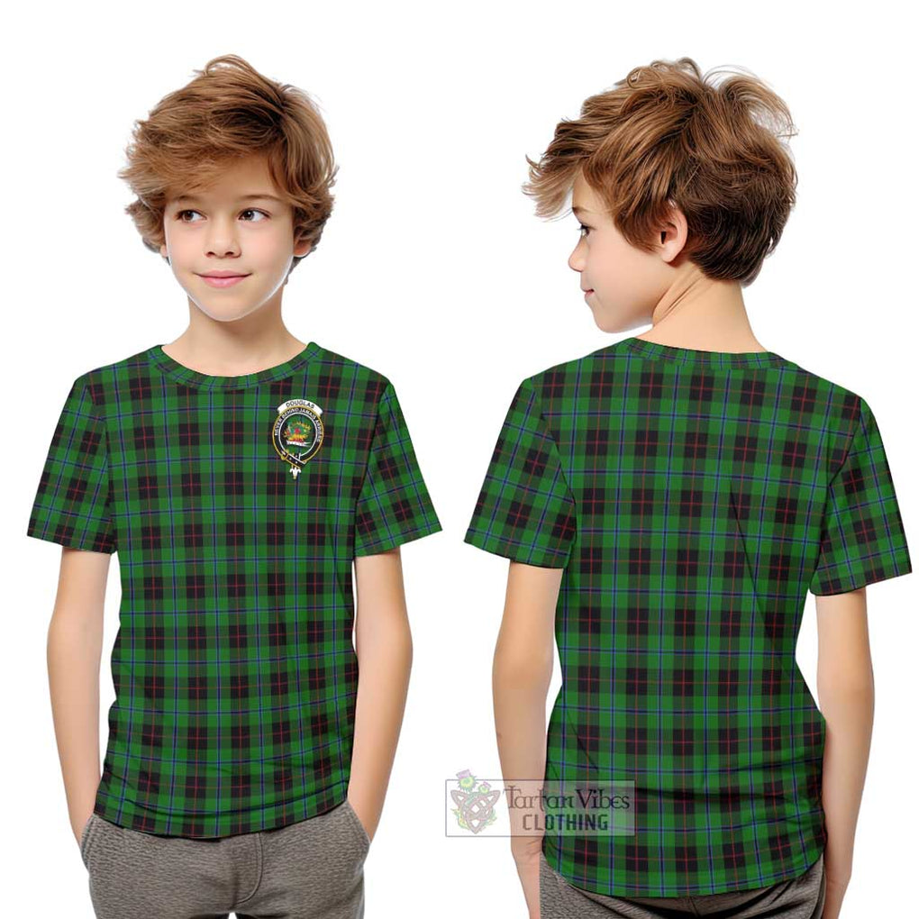 Douglas Black Tartan Kid T-Shirt with Family Crest Youth XL Size14 - Tartanvibesclothing Shop