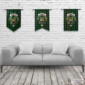 Douglas Black Tartan Gonfalon, Tartan Banner with Family Crest