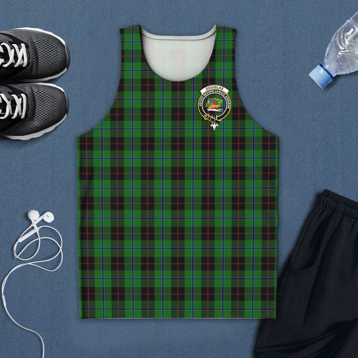 douglas-black-tartan-mens-tank-top-with-family-crest