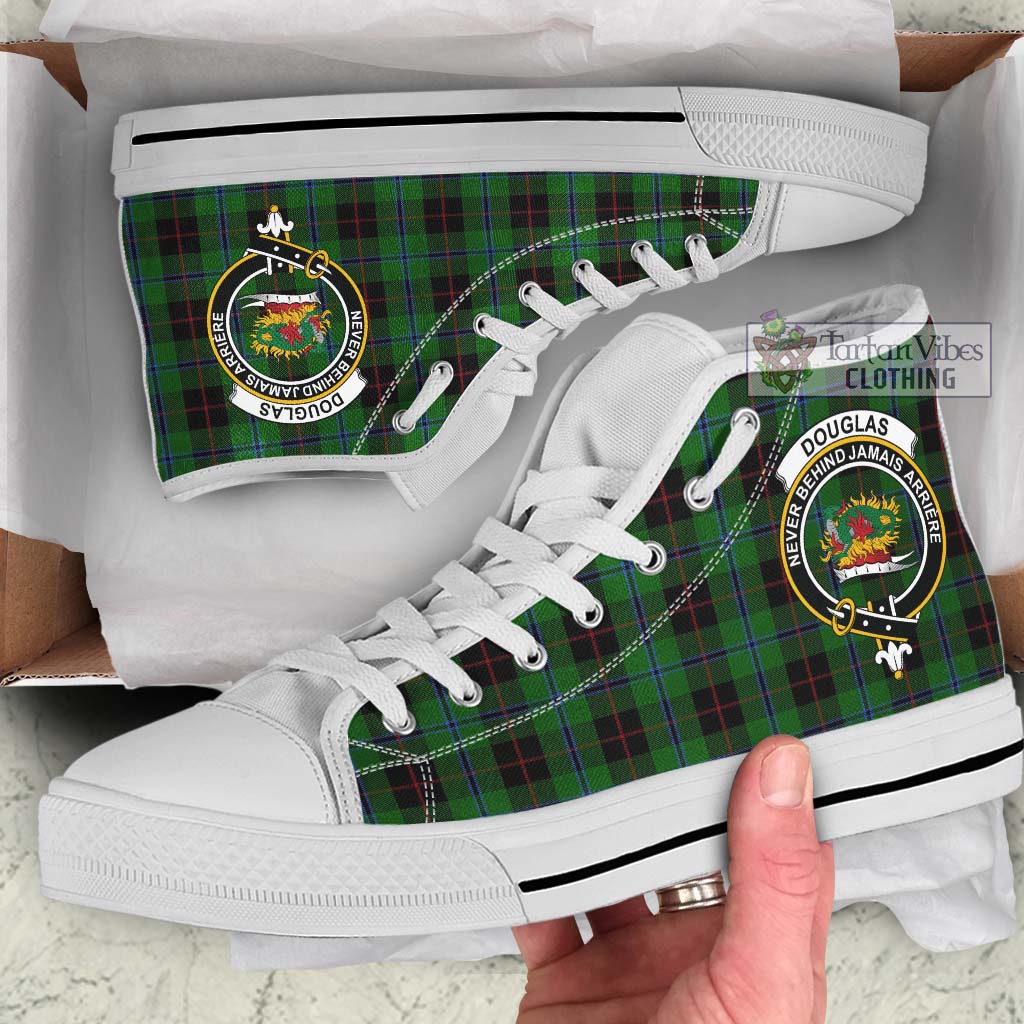 Tartan Vibes Clothing Douglas Black Tartan High Top Shoes with Family Crest