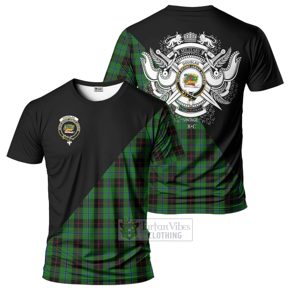 Douglas Black Tartan T-Shirt with Family Crest and Military Logo Style Kid's Shirt - Tartanvibesclothing Shop