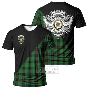 Douglas Black Tartan T-Shirt with Family Crest and Military Logo Style