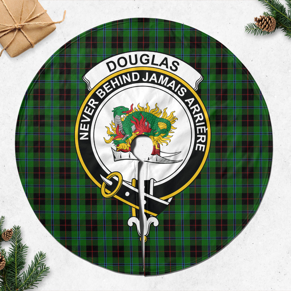 Douglas Black Tartan Christmas Tree Skirt with Family Crest - Tartanvibesclothing