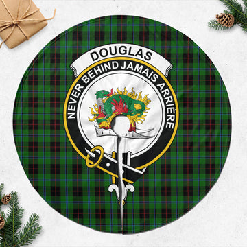 Douglas Black Tartan Christmas Tree Skirt with Family Crest