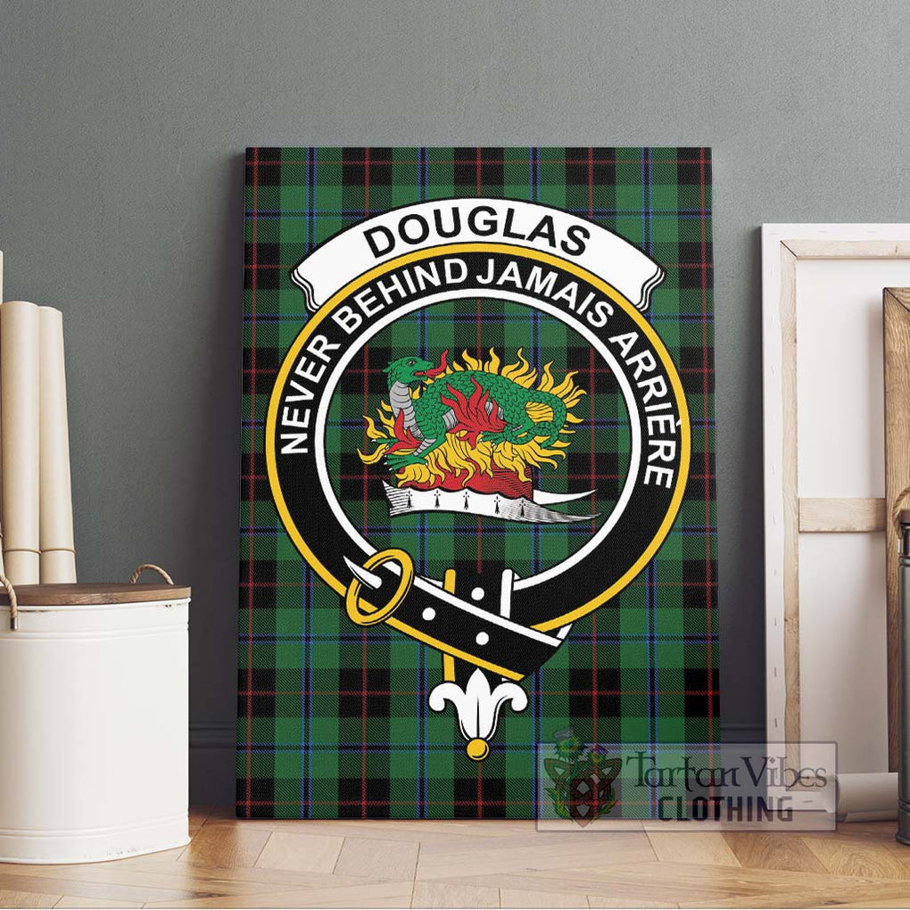 Douglas Black Tartan Canvas Print Wall Art with Family Crest Without Frame - Tartan Vibes Clothing