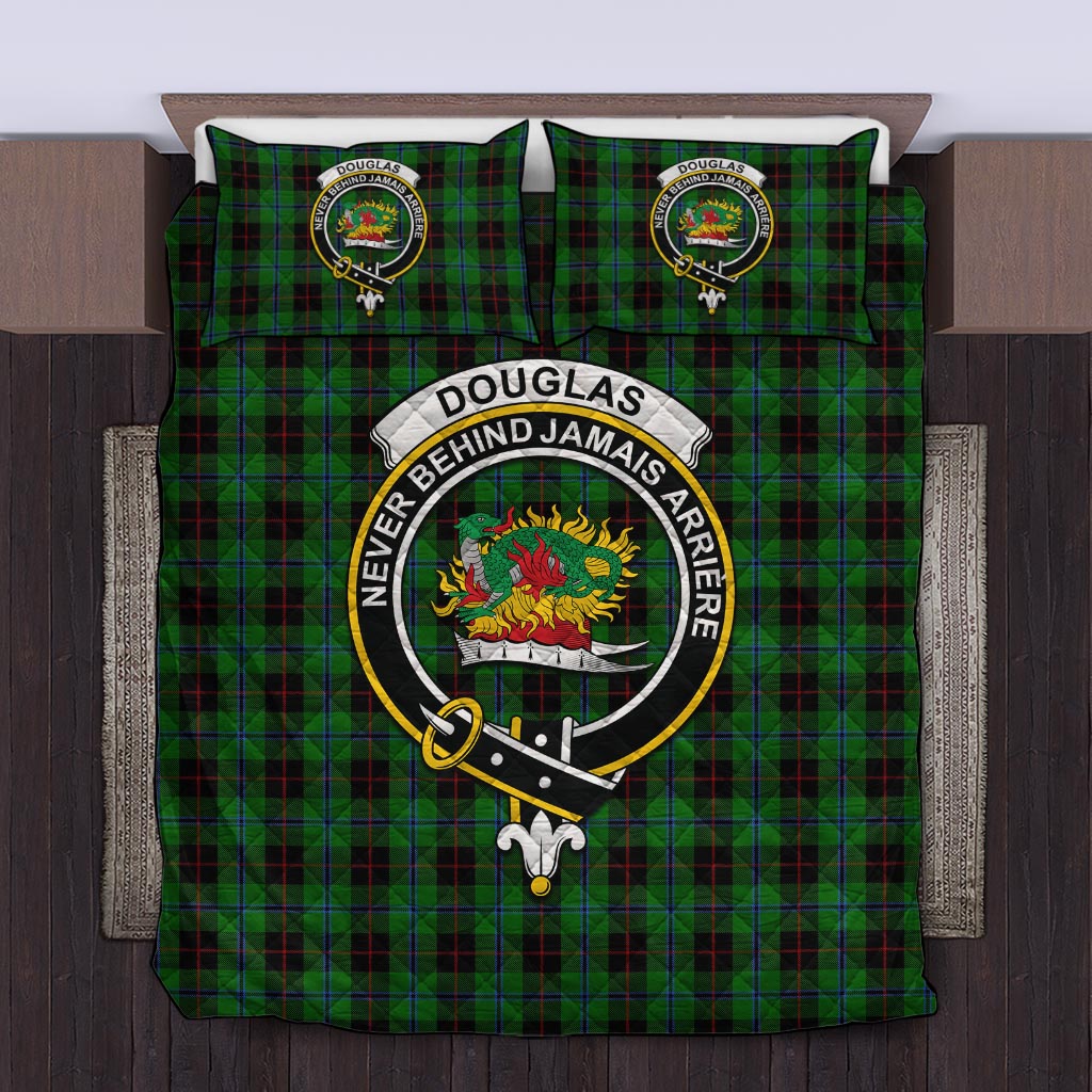 Douglas Black Tartan Quilt Bed Set with Family Crest Twin - Tartan Vibes Clothing