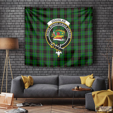 Douglas Black Tartan Tapestry Wall Hanging and Home Decor for Room with Family Crest