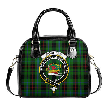 Douglas Black Tartan Shoulder Handbags with Family Crest