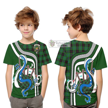 Douglas Black Tartan Kid T-Shirt with Epic Bagpipe Style