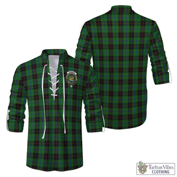 Douglas Black Tartan Men's Scottish Traditional Jacobite Ghillie Kilt Shirt with Family Crest