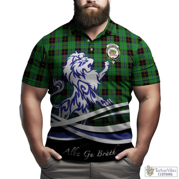 Douglas Black Tartan Polo Shirt with Alba Gu Brath Regal Lion Emblem