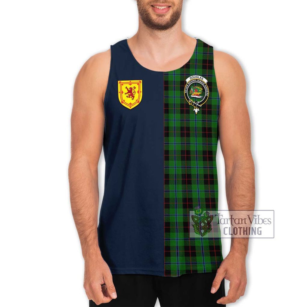 Tartan Vibes Clothing Douglas Black Tartan Men's Tank Top with Scottish Lion Royal Arm Half Style