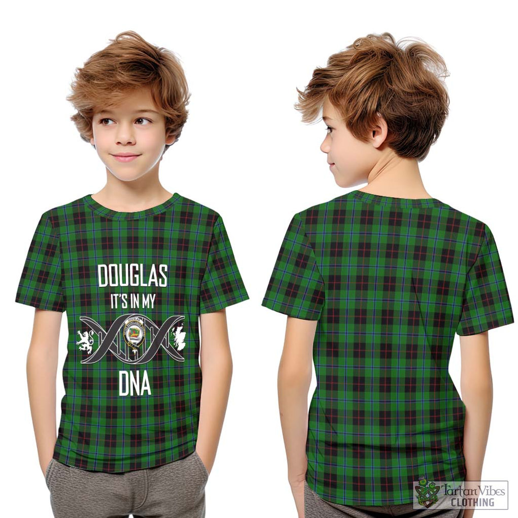 Douglas Black Tartan Kid T-Shirt with Family Crest DNA In Me Style Youth XL Size14 - Tartanvibesclothing Shop