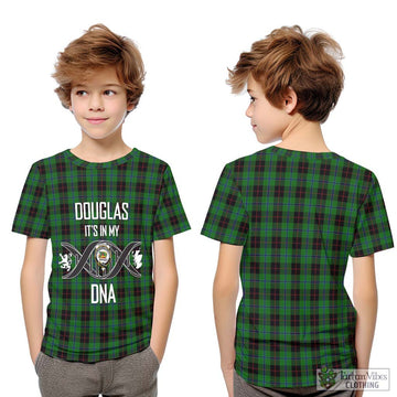 Douglas Black Tartan Kid T-Shirt with Family Crest DNA In Me Style