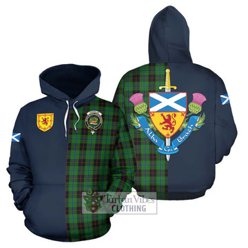 Douglas Black Tartan Hoodie Alba with Scottish Lion Royal Arm Half Style