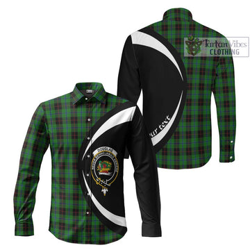 Douglas Black Tartan Long Sleeve Button Up with Family Crest Circle Style