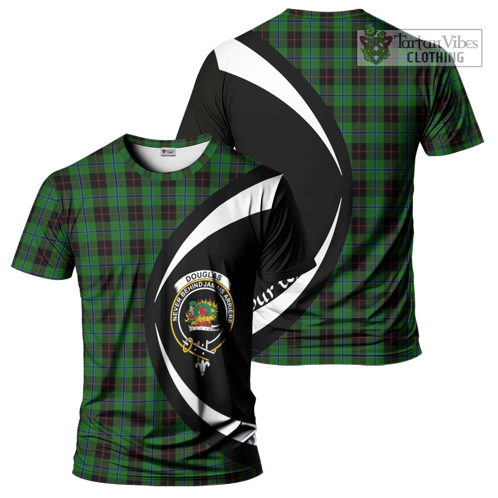 Tartan Vibes Clothing Douglas Black Tartan T-Shirt with Family Crest Circle Style