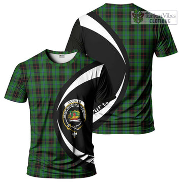 Douglas Black Tartan T-Shirt with Family Crest Circle Style