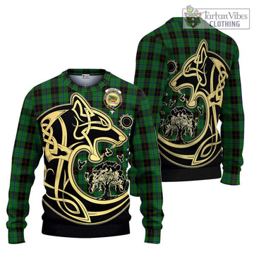 Douglas Black Tartan Ugly Sweater with Family Crest Celtic Wolf Style