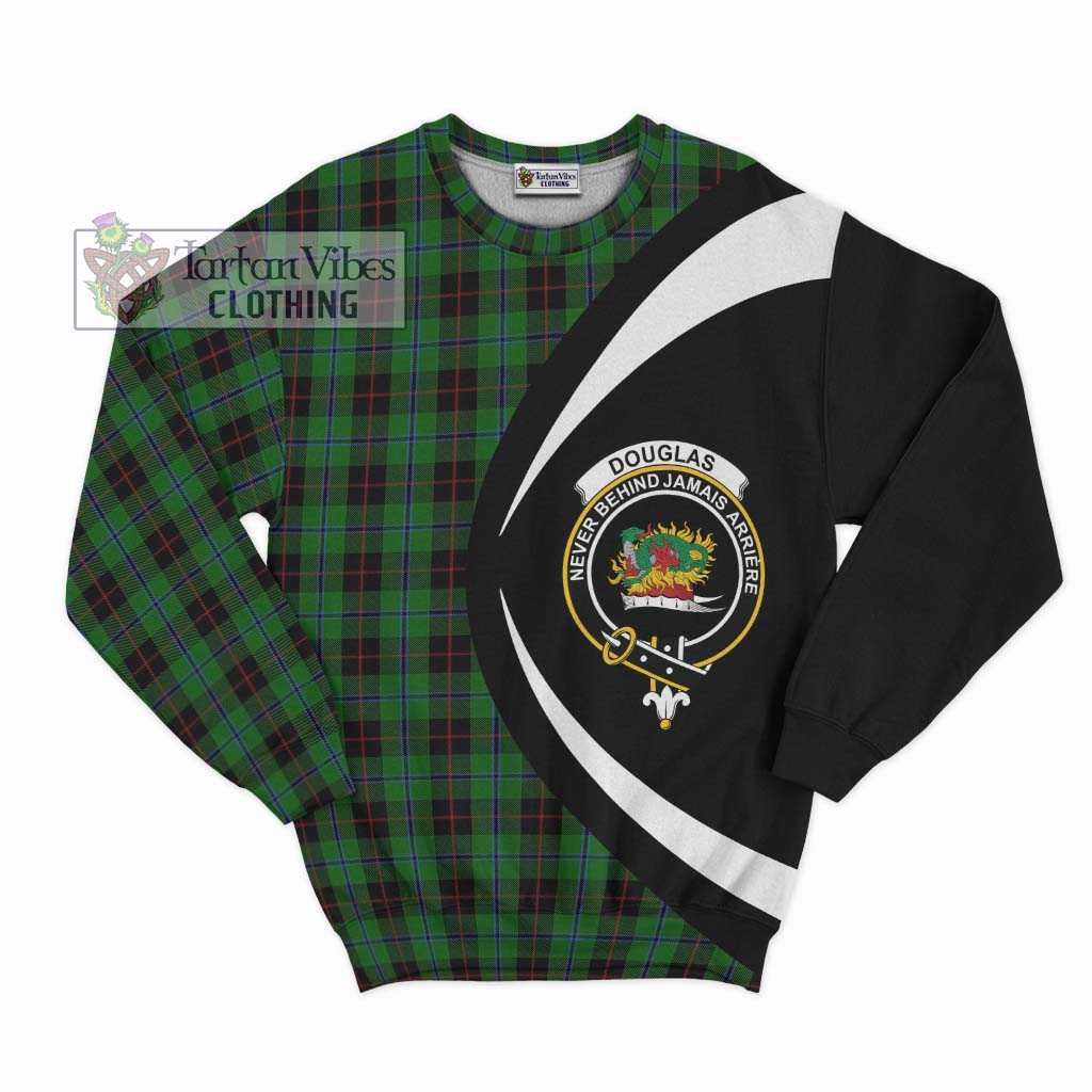 Douglas Black Tartan Sweatshirt with Family Crest Circle Style Unisex - Tartan Vibes Clothing