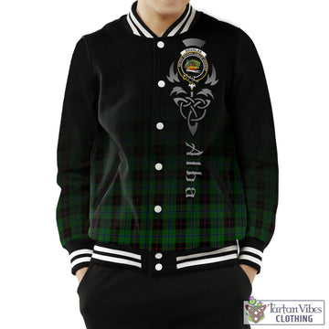 Douglas Black Tartan Baseball Jacket Featuring Alba Gu Brath Family Crest Celtic Inspired