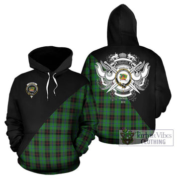 Douglas Black Tartan Hoodie with Family Crest and Military Logo Style