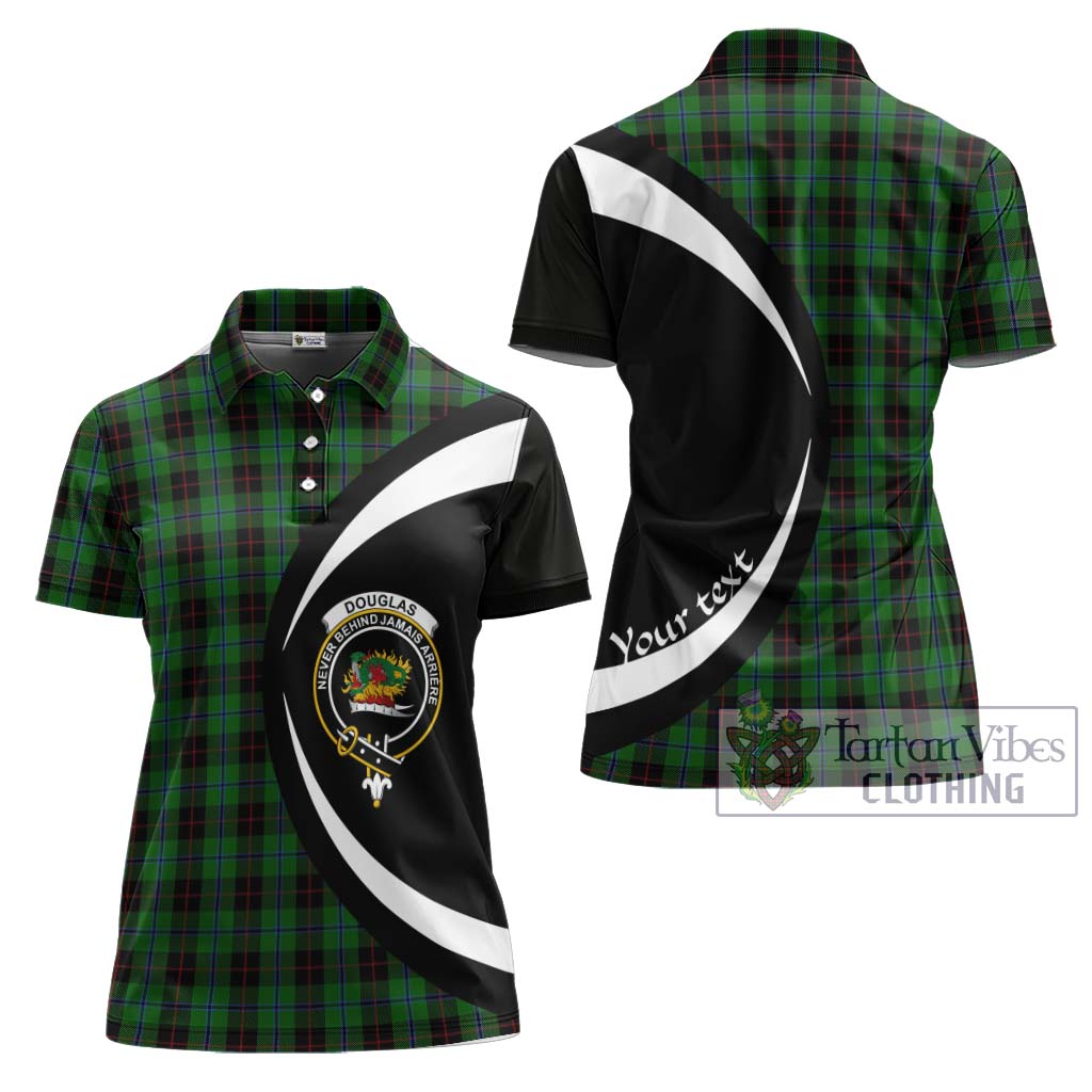 Douglas Black Tartan Women's Polo Shirt with Family Crest Circle Style Women - Tartan Vibes Clothing