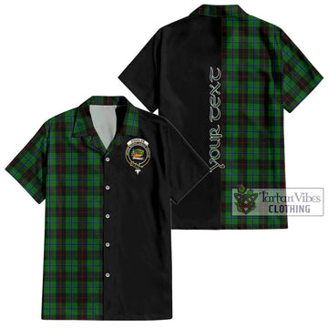 Douglas Black Tartan Short Sleeve Button Shirt with Family Crest and Half Of Me Style