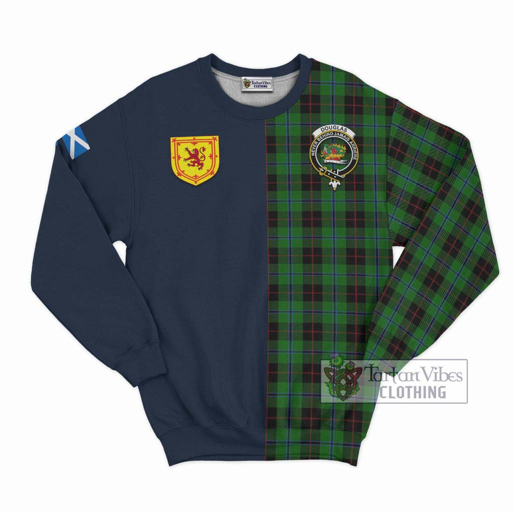 Tartan Vibes Clothing Douglas Black Tartan Sweatshirt with Scottish Lion Royal Arm Half Style