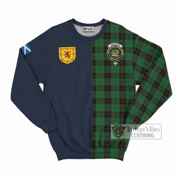 Douglas Black Tartan Sweatshirt Alba with Scottish Lion Royal Arm Half Style