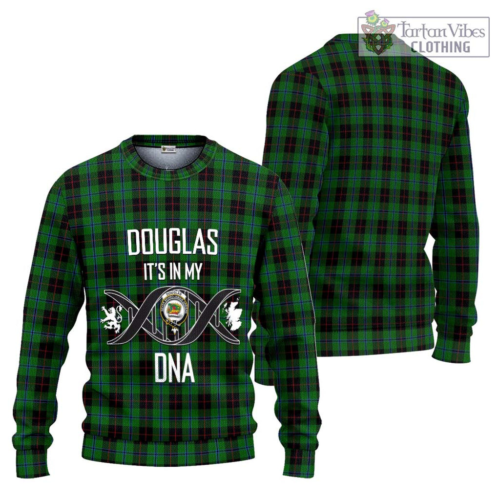 Douglas Black Tartan Knitted Sweater with Family Crest DNA In Me Style Unisex - Tartanvibesclothing Shop