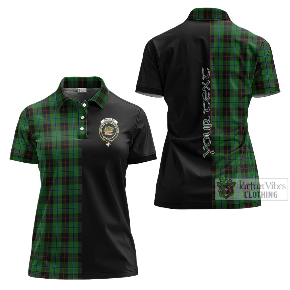 Douglas Black Tartan Women's Polo Shirt with Family Crest and Half Of Me Style Women - Tartanvibesclothing Shop