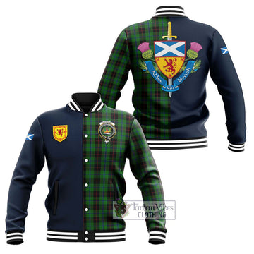 Douglas Black Tartan Baseball Jacket Alba with Scottish Lion Royal Arm Half Style