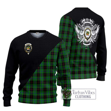 Douglas Black Tartan Ugly Sweater with Family Crest and Military Logo Style