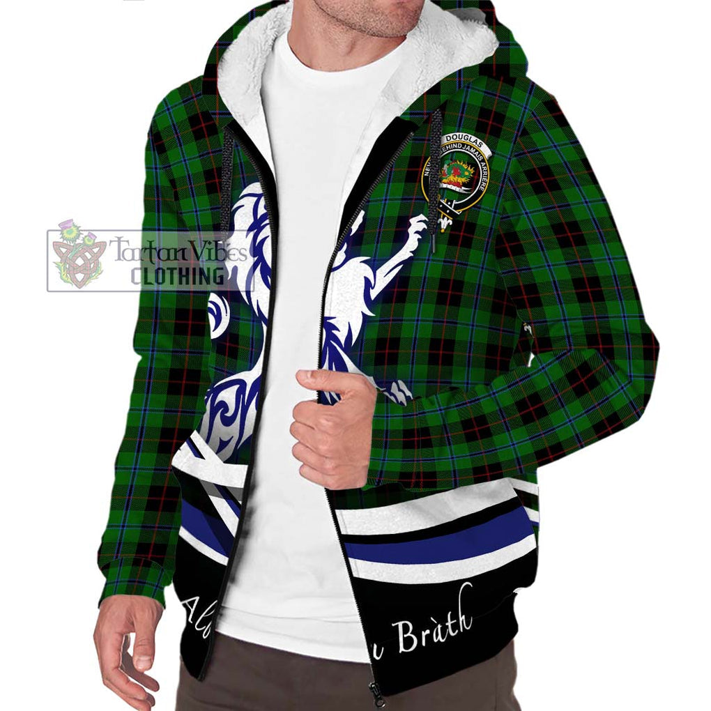 Douglas Black Tartan Sherpa Hoodie with Alba Gu Brath Regal Lion Emblem Unisex S - Tartanvibesclothing Shop