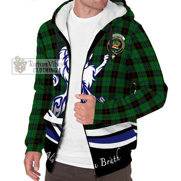 Douglas Black Tartan Sherpa Hoodie with Alba Gu Brath Regal Lion Emblem