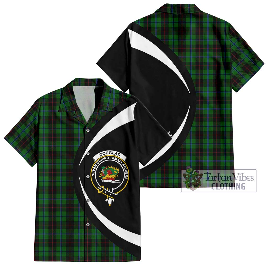 Douglas Black Tartan Short Sleeve Button Up with Family Crest Circle Style Kid - Tartan Vibes Clothing