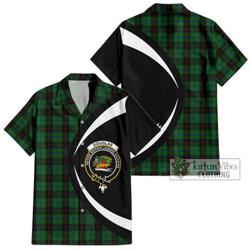 Douglas Black Tartan Short Sleeve Button Up with Family Crest Circle Style